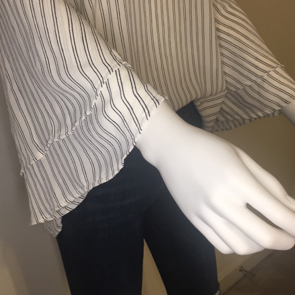 LOFT Striped Cold-Shoulder Blouse - Picture 5 of 9